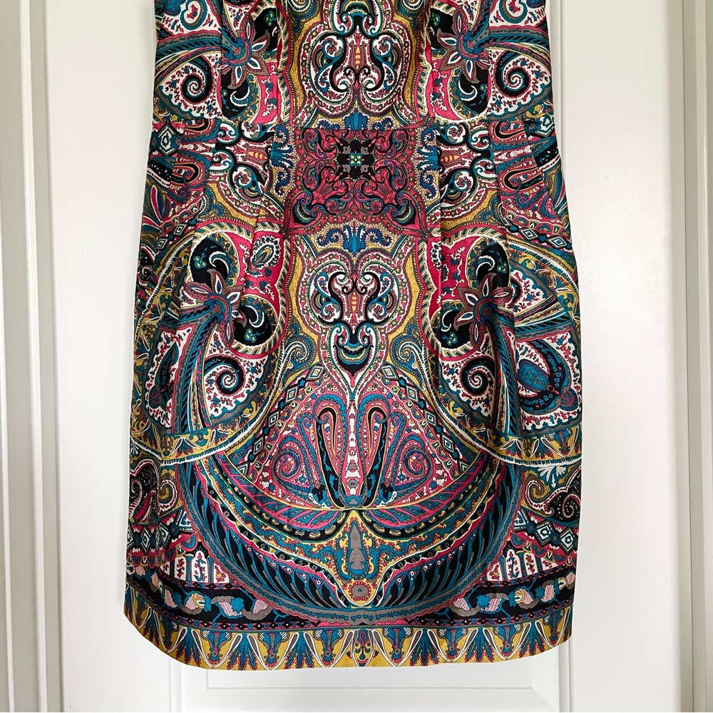 Nanette Lenore Gotham Stakes Paisley Silk Mini Shift Dress - Size 8 - Picture 3 of 12